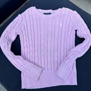 Ralph Lauren cotton cable-knit pink sweater.